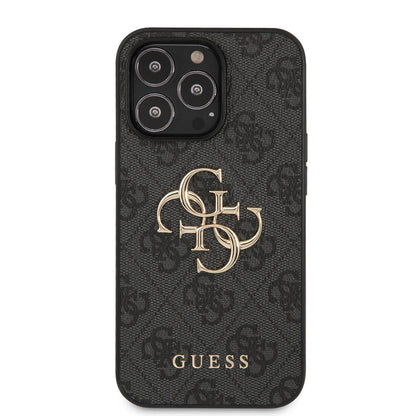 iPhone 13 Pro Max Kılıf Guess orijinal Lisanslı PU Deri 4G Desenli Metal Büyük 4G ve Yazı Logolu Kılıf