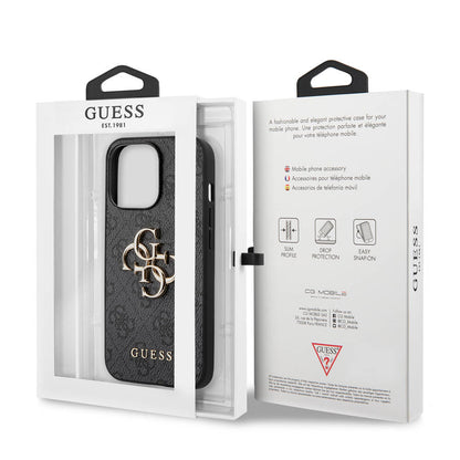 iPhone 13 Pro Max Kılıf Guess orijinal Lisanslı PU Deri 4G Desenli Metal Büyük 4G ve Yazı Logolu Kılıf