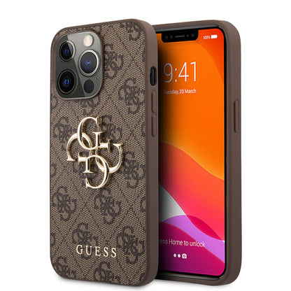 iPhone 13 Pro Max Kılıf Guess orijinal Lisanslı PU Deri 4G Desenli Metal Büyük 4G ve Yazı Logolu Kılıf