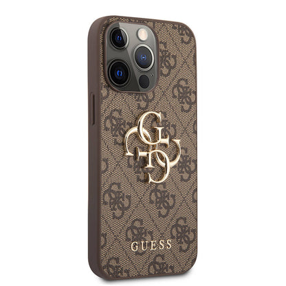 iPhone 13 Pro Max Kılıf Guess orijinal Lisanslı PU Deri 4G Desenli Metal Büyük 4G ve Yazı Logolu Kılıf
