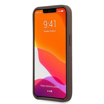 iPhone 13 Pro Max Kılıf Guess orijinal Lisanslı PU Deri 4G Desenli Metal Büyük 4G ve Yazı Logolu Kılıf