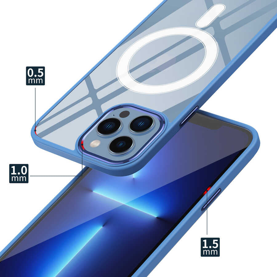 iPhone 13 Pro Max Kılıf Wireless Şarj Özellikli Zore Krom M-safe Silikon Kılıf