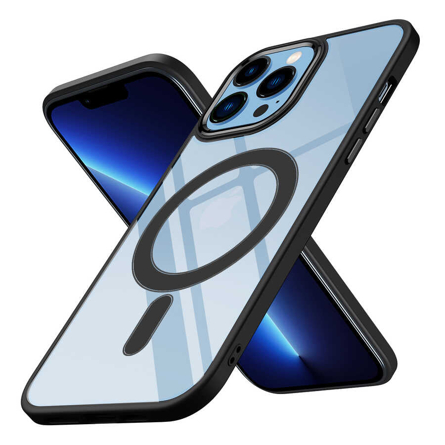 iPhone 13 Pro Max Kılıf Wireless Şarj Özellikli Zore Krom M-safe Silikon Kılıf