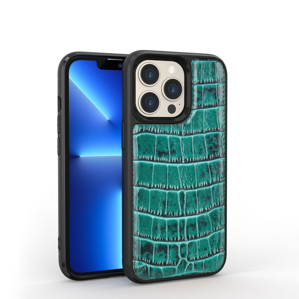 iPhone 13 Pro Max Kılıf Wiwu Croco Pattern Calfskin Orijinal Deri Kılıf