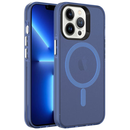 iPhone 13 Pro Max Kılıf Zore M-safe Şarj Özellikli Buzlu Transparan C-Pro Sert Kılıf