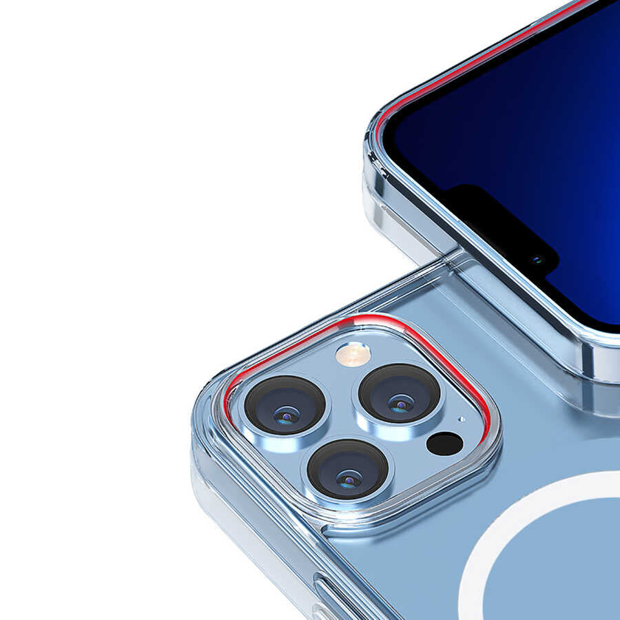 iPhone 13 Pro Max Wiwu M-safe Şarj Özellikli Lens Korumalı Şeffaf Silikon Kılıf