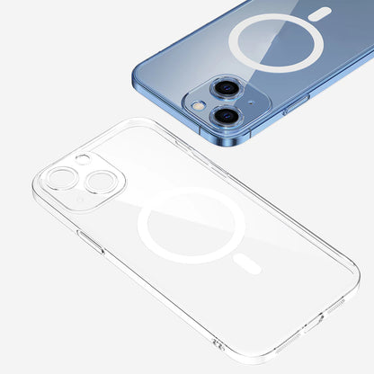 iPhone 14 Kamera Korumalı M-Safe Şarj Özellikli Şeffaf Zore London Sert PC Kılıf