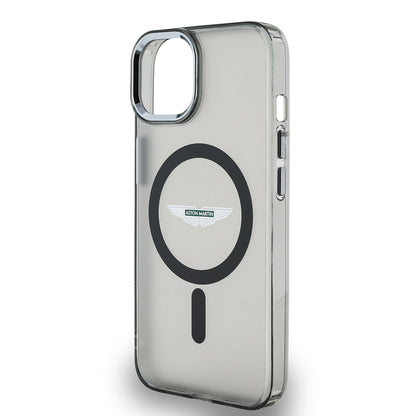 iPhone 14 Kılıf Aston Martin Orijinal Lisanslı M-safe Şarj Özellikli IML Baskı Logolu Metal Düğmeli Kılıf