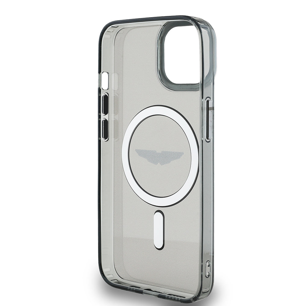 iPhone 14 Kılıf Aston Martin Orijinal Lisanslı M-safe Şarj Özellikli IML Baskı Logolu Metal Düğmeli Kılıf