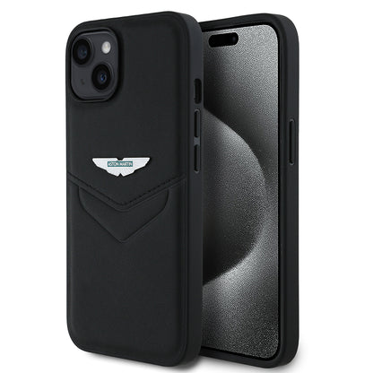 iPhone 14 Kılıf Aston Martin Orijinal Lisanslı Victory Dizayn PU Deri Metal Logolu Kılıf