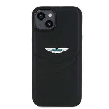 iPhone 14 Kılıf Aston Martin Orijinal Lisanslı Victory Dizayn PU Deri Metal Logolu Kılıf