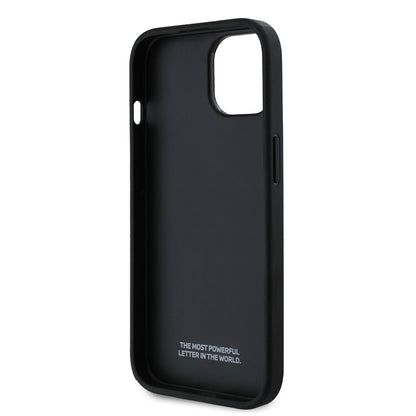 iPhone 14 Kılıf BMW Orijinal Lisanslı Karbon Fiber Tasarımlı ve Metal Logolu PU Deri Kılıf