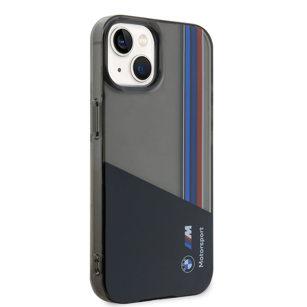 iPhone 14 Kılıf BMW Orijinal Lisanslı Yarı Transparan M Dizayn Çizgili Kılıf