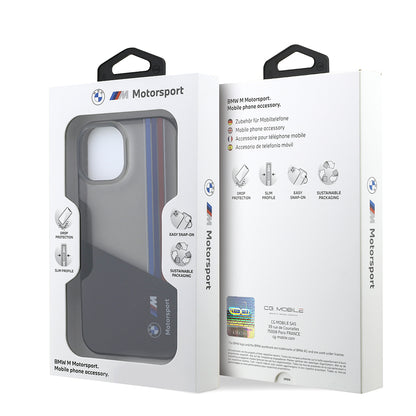 iPhone 14 Kılıf BMW Orijinal Lisanslı Yarı Transparan M Dizayn Çizgili Kılıf