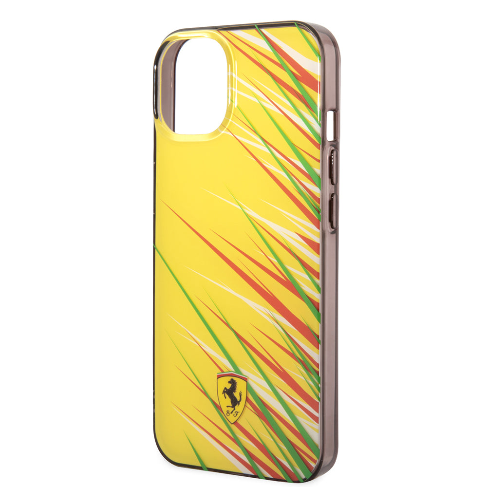 iPhone 14 Kılıf Ferrari Orijinal Lisanslı Baskı Logolu Çimen Desenli Kılıf