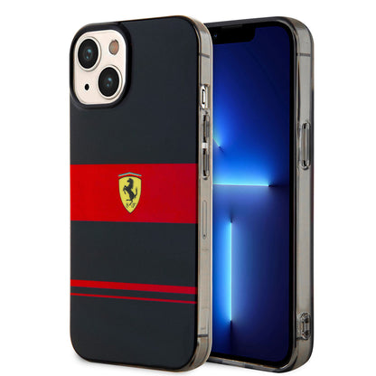 iPhone 14 Kılıf Ferrari Orijinal Lisanslı M-safe Şarj Özellikli Yatay Çizgili Dizayn Kılıf
