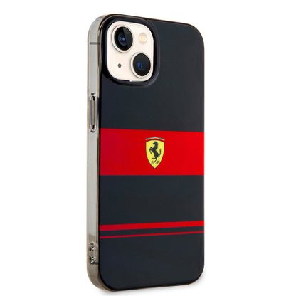 iPhone 14 Kılıf Ferrari Orijinal Lisanslı M-safe Şarj Özellikli Yatay Çizgili Dizayn Kılıf