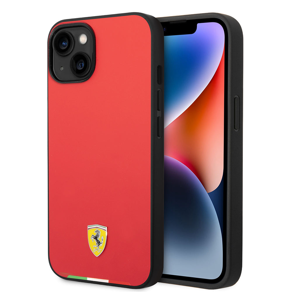 iPhone 14 Kılıf Ferrari Orijinal Lisanslı PU Deri İtalyan Bayrak Dizayn Kılıf