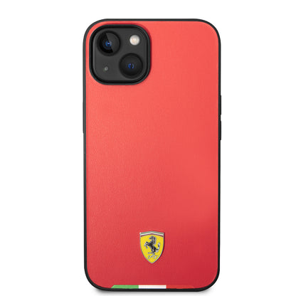 iPhone 14 Kılıf Ferrari Orijinal Lisanslı PU Deri İtalyan Bayrak Dizayn Kılıf