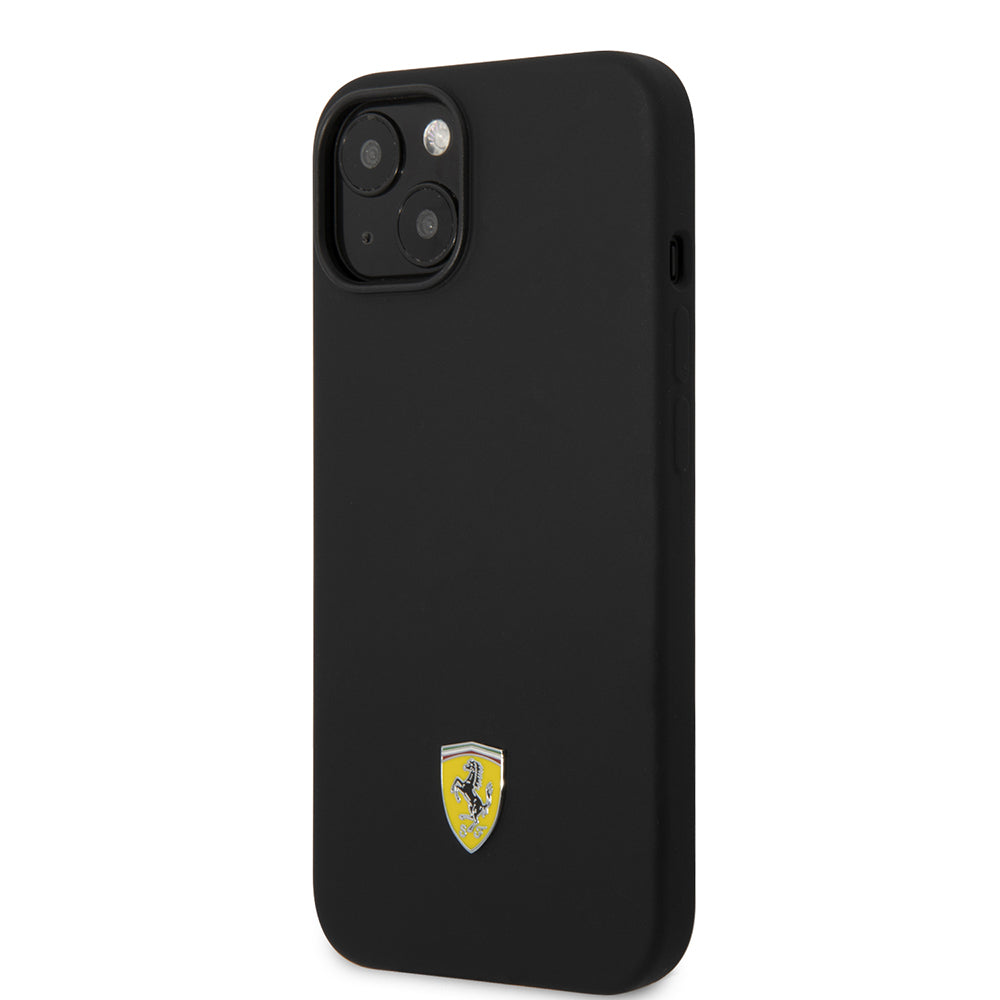 iPhone 14 Kılıf Ferrari Orijinal Lisanslı Silikon Metal Logo Dizayn Kılıf