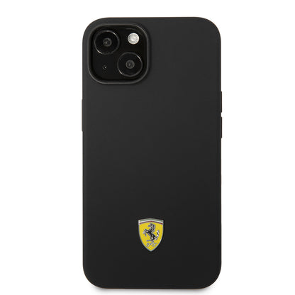 iPhone 14 Kılıf Ferrari Orijinal Lisanslı Silikon Metal Logo Dizayn Kılıf