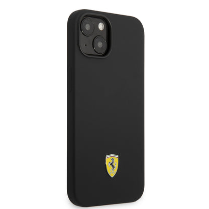 iPhone 14 Kılıf Ferrari Orijinal Lisanslı Silikon Metal Logo Dizayn Kılıf