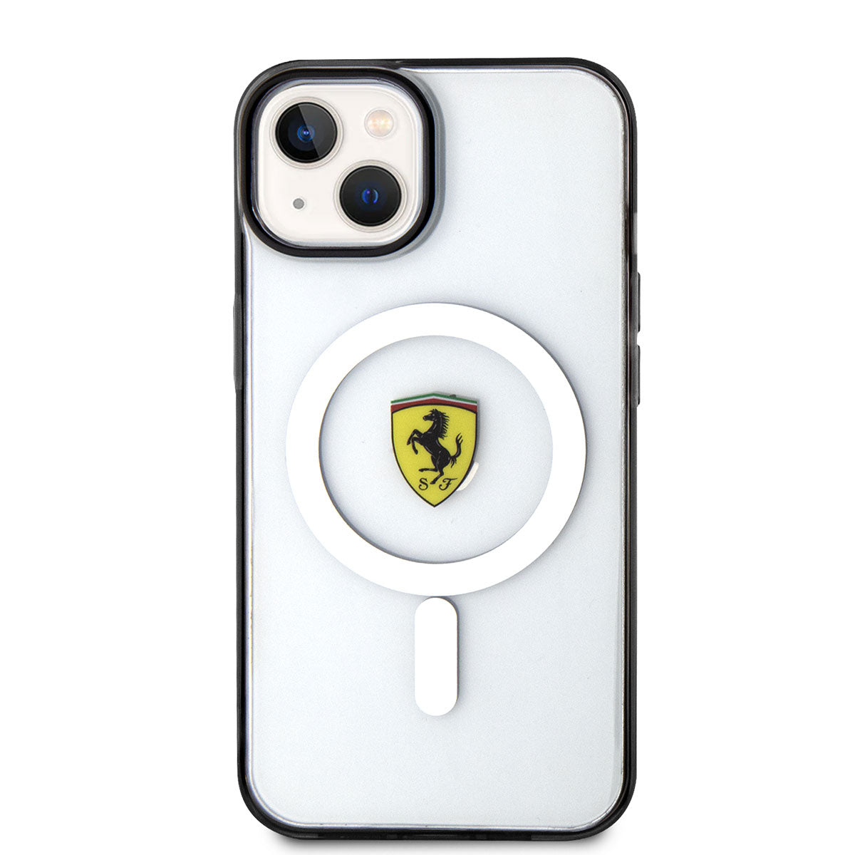 iPhone 14 Kılıf Ferrari M-safe Şarj Özellikli Transparan Dizayn Kılıf