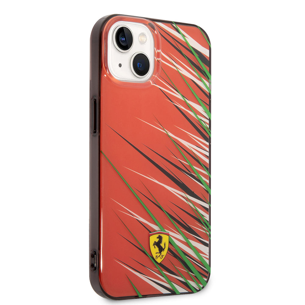 iPhone 14 Kılıf Ferrari orijinal Lisanslı Baskı Logolu Çimen Desenli Kılıf
