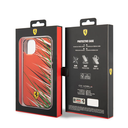 iPhone 14 Kılıf Ferrari orijinal Lisanslı Baskı Logolu Çimen Desenli Kılıf
