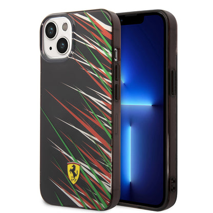 iPhone 14 Kılıf Ferrari orijinal Lisanslı Baskı Logolu Çimen Desenli Kılıf