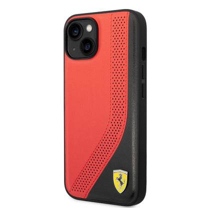 iPhone 14 Kılıf Ferrari orijinal Lisanslı Metal Logolu Deri Delikli Dikişli Dizayn Kılıf