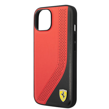 iPhone 14 Kılıf Ferrari orijinal Lisanslı Metal Logolu Deri Delikli Dikişli Dizayn Kılıf