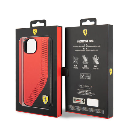 iPhone 14 Kılıf Ferrari orijinal Lisanslı Metal Logolu Deri Delikli Dikişli Dizayn Kılıf