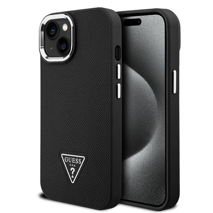 iPhone 14 Kılıf Guess Orijinal Lisanslı M-safe Şarj Özellikli Grained Triangle Kılıf