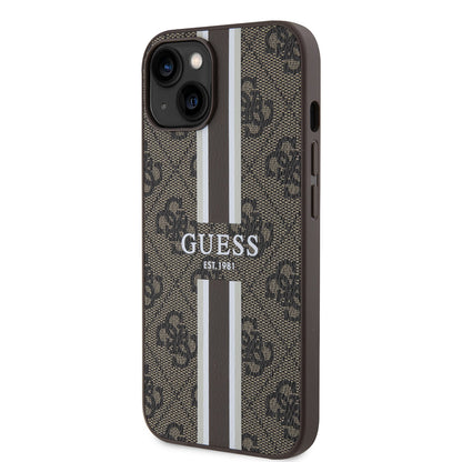 iPhone 14 Kılıf Guess Orijinal Lisanslı M-safe Şarj Özellikli 4G Şerit Tasarımlı Printed Kılıf