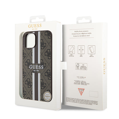 iPhone 14 Kılıf Guess Orijinal Lisanslı M-safe Şarj Özellikli 4G Şerit Tasarımlı Printed Kılıf
