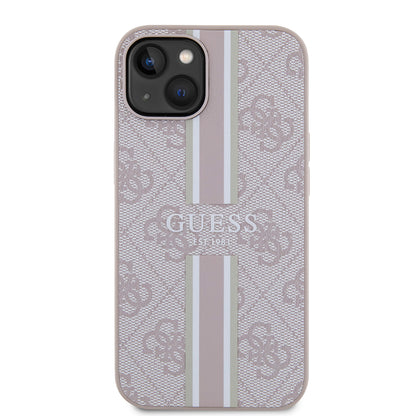 iPhone 14 Kılıf Guess Orijinal Lisanslı M-safe Şarj Özellikli 4G Şerit Tasarımlı Printed Kılıf