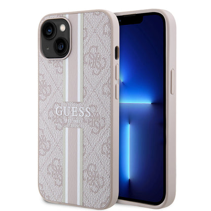 iPhone 14 Kılıf Guess Orijinal Lisanslı M-safe Şarj Özellikli 4G Şerit Tasarımlı Printed Kılıf