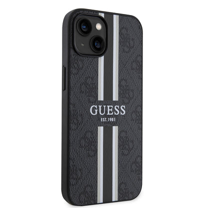 iPhone 14 Kılıf Guess Orijinal Lisanslı M-safe Şarj Özellikli 4G Şerit Tasarımlı Printed Kılıf