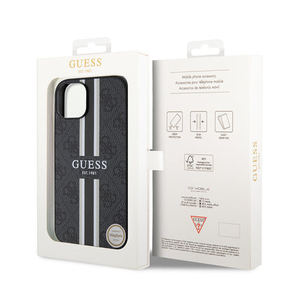 iPhone 14 Kılıf Guess Orijinal Lisanslı M-safe Şarj Özellikli 4G Şerit Tasarımlı Printed Kılıf
