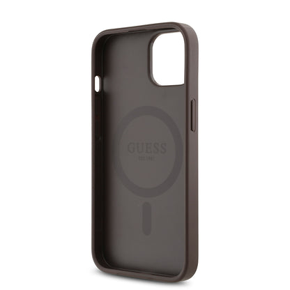 iPhone 14 Kılıf Guess Orijinal Lisanslı M-safe Şarj Özellikli Gül Baskılı 4G Desenli Yazı Logolu Kılıf