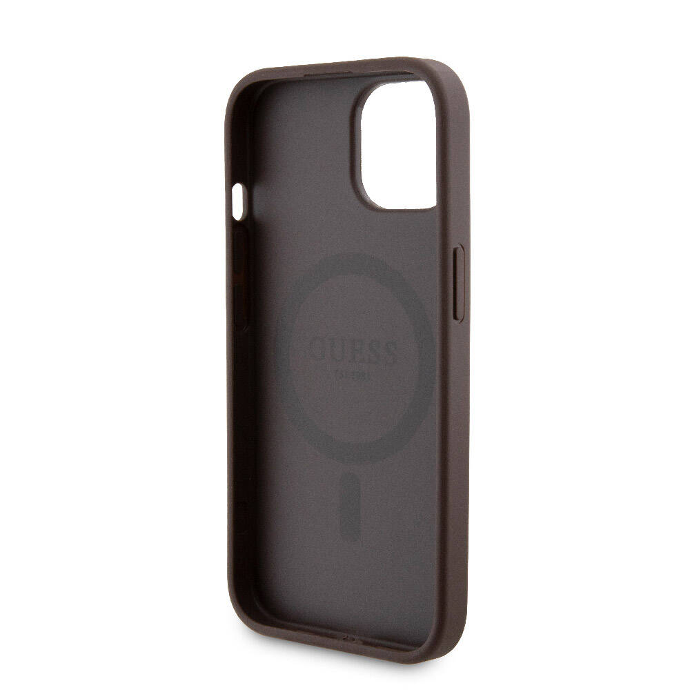 iPhone 14 Kılıf Guess Orijinal Lisanslı M-safe Şarj Özellikli Yazı Logolu 4G Desenli Kılıf + Powerbank 5000mAh 2in1 Set