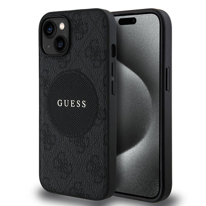 iPhone 14 Kılıf Guess Orijinal Lisanslı M-safe Şarj Özellikli Yazı Logolu Circle Classic Kılıf