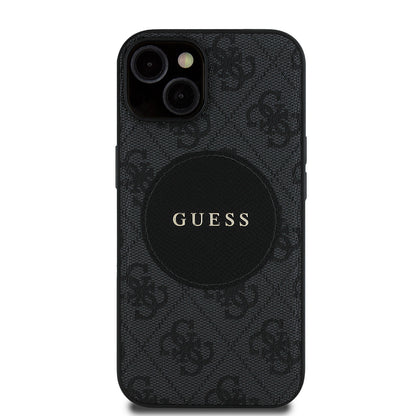 iPhone 14 Kılıf Guess Orijinal Lisanslı M-safe Şarj Özellikli Yazı Logolu Circle Classic Kılıf