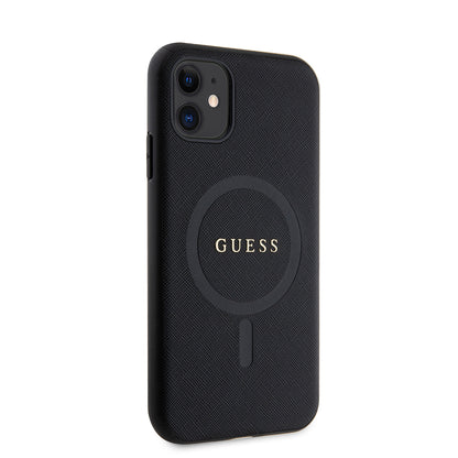 iPhone 14 Kılıf Guess Orijinal Lisanslı M-safe Şarj Özellikli Yazı Logolu Saffiano Classic Kılıf