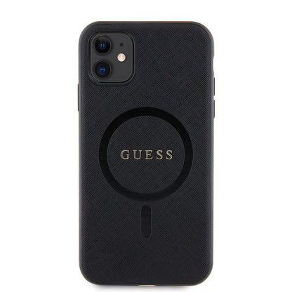 iPhone 14 Kılıf Guess Orijinal Lisanslı M-safe Şarj Özellikli Yazı Logolu Saffiano Classic Kılıf