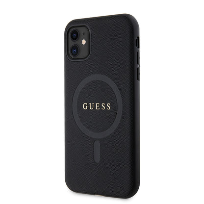 iPhone 14 Kılıf Guess Orijinal Lisanslı M-safe Şarj Özellikli Yazı Logolu Saffiano Classic Kılıf