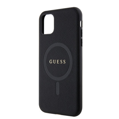 iPhone 14 Kılıf Guess Orijinal Lisanslı M-safe Şarj Özellikli Yazı Logolu Saffiano Classic Kılıf