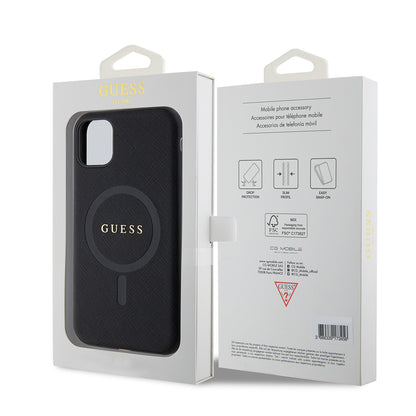 iPhone 14 Kılıf Guess Orijinal Lisanslı M-safe Şarj Özellikli Yazı Logolu Saffiano Classic Kılıf