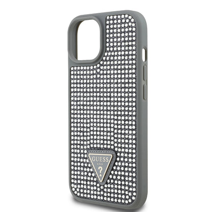 iPhone 14 Kılıf Guess Orijinal Lisanslı Taşlı Arka Yüzey Üçgen Logolu Kılıf
